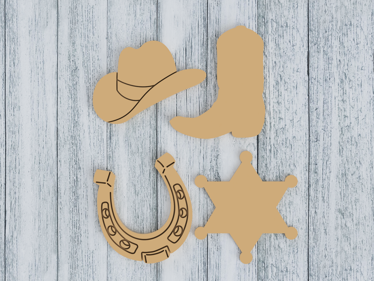 Large Cowboy Set of 4 - Cookie Cutter / Sugar Cookie / Fondant / Clay (0056 0059 1355 1356)