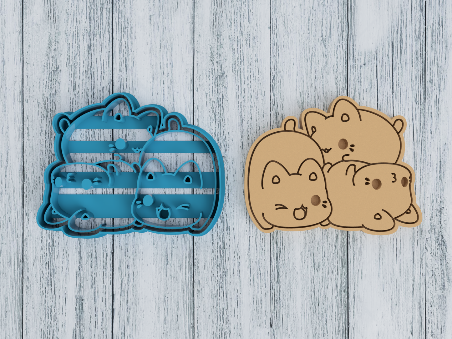 3 Original (OG) Meowchi Playing - Tasty Peach Studios - Cookie Cutter / Sugar Cookie / Fondant / Clay (1.15)