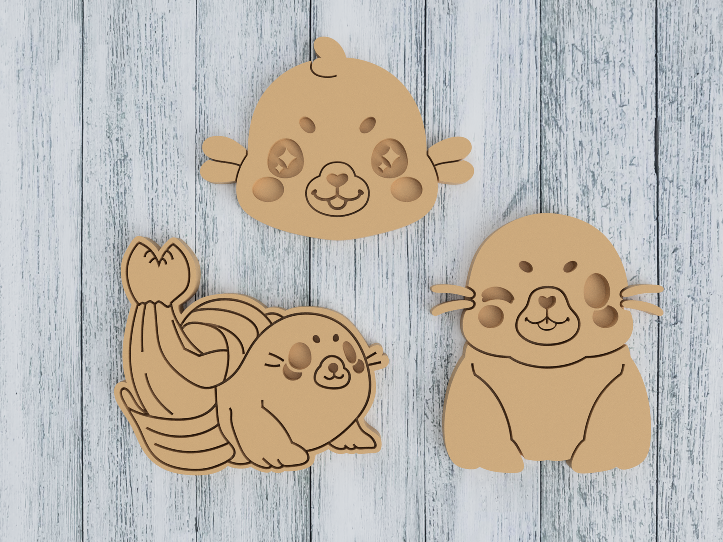 Banana Seal Set - Tasty Peach Studios - Cookie Cutter / Sugar Cookie / Fondant / Clay (1.1 1.2 1.3)