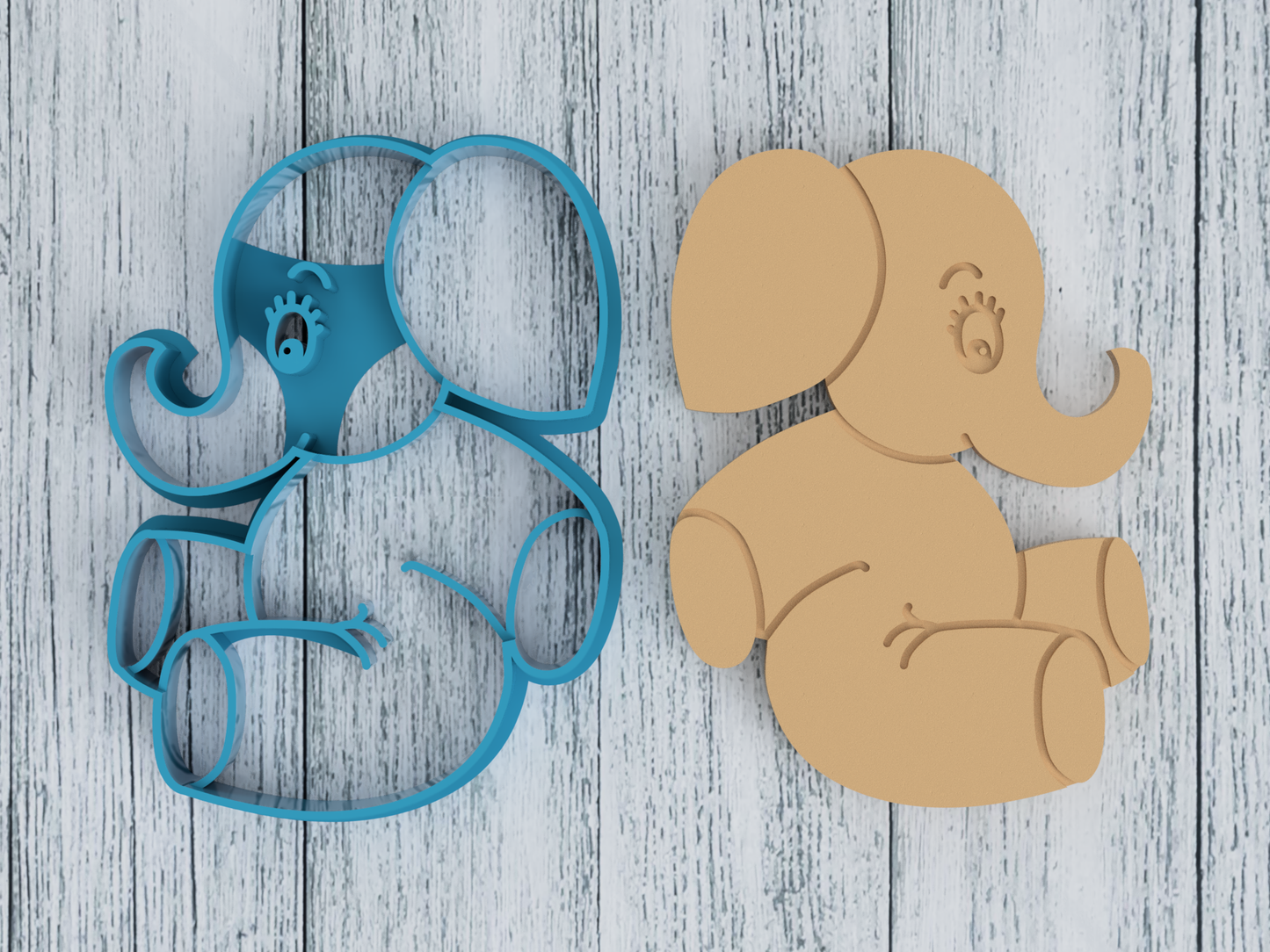 Cartoon Elephant Sitting - Cookie Cutter / Sugar Cookie / Fondant / Clay (0024)