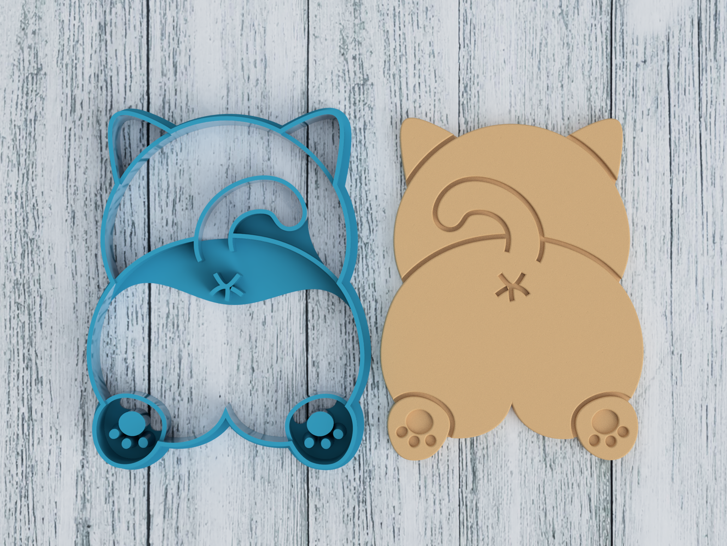 Cat Butt with Feet - Cookie Cutter / Sugar Cookie / Fondant / Clay (0127)