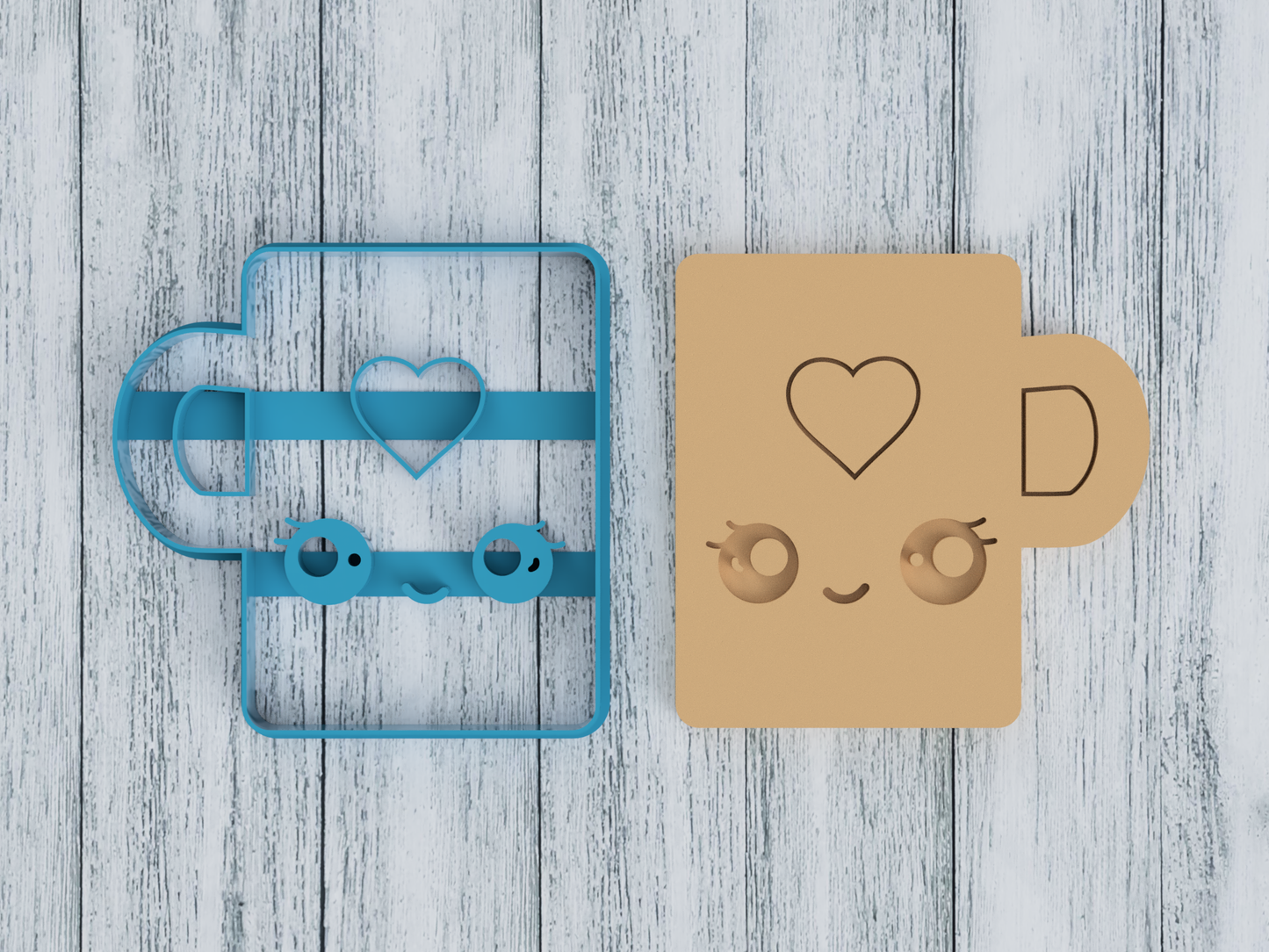 Cute Cartoon Coffee Mug - Female - Cookie Cutter / Sugar Cookie / Fondant / Clay (0047)