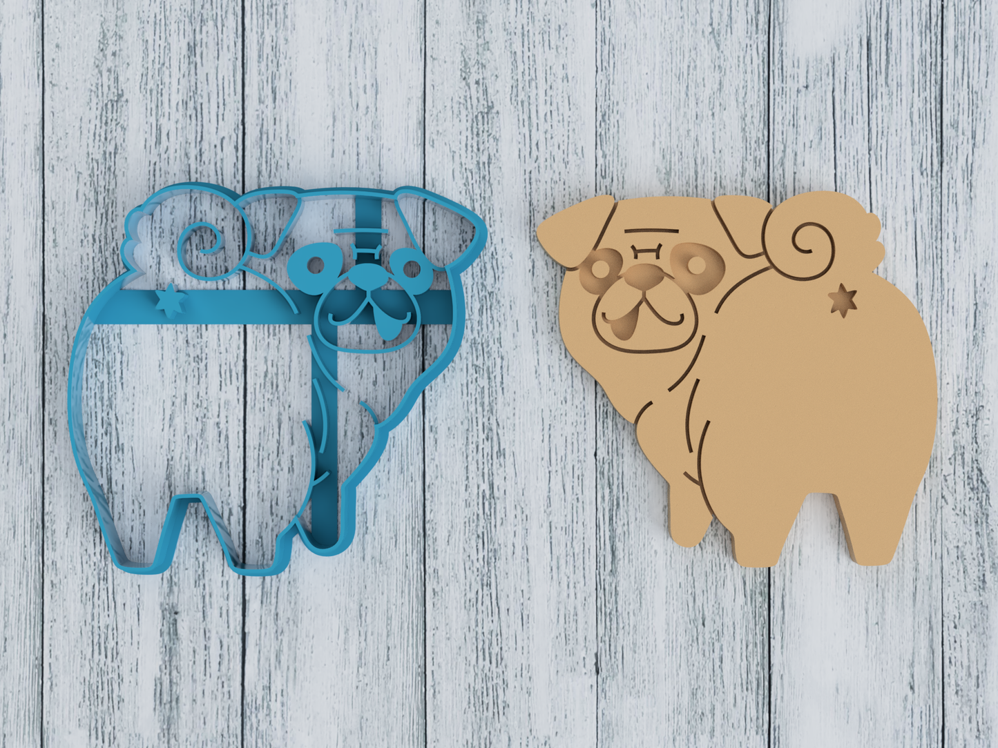 Cute Pug Butt - Cookie Cutter / Sugar Cookie / Fondant / Clay (0181)