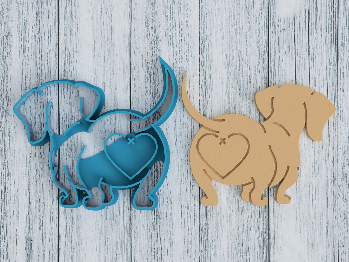 Dachshund with Heart Butt - Cookie Cutter / Sugar Cookie / Fondant / Clay (0124)