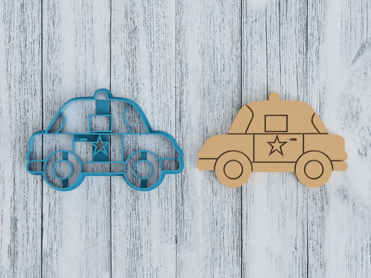 Detailed Police Car - Cookie Cutter / Sugar Cookie / Fondant / Clay (1484)