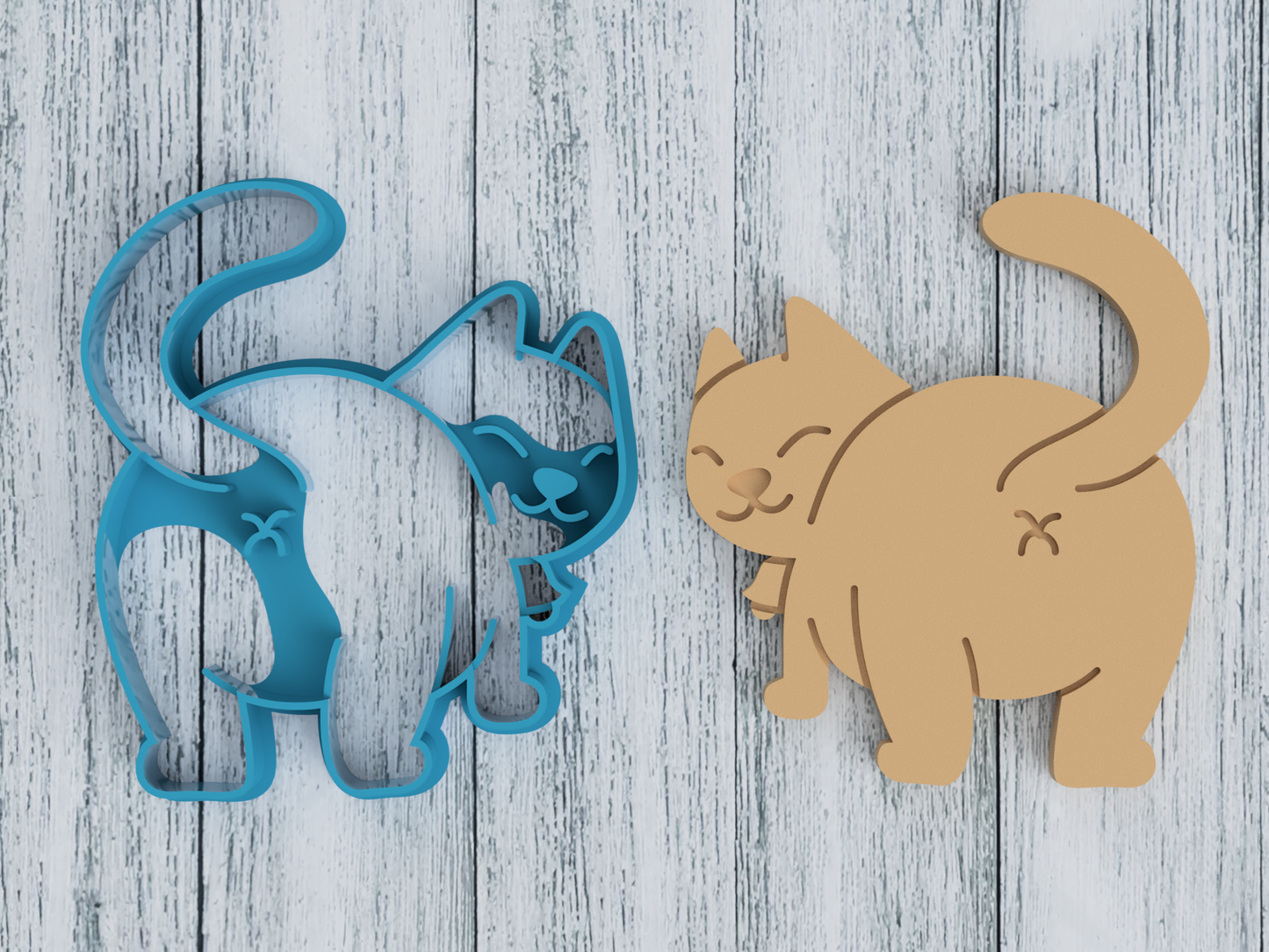 Fat Cat Butt - Cat Looking Back - Cookie Cutter / Sugar Cookie / Fondant / Clay (0016)