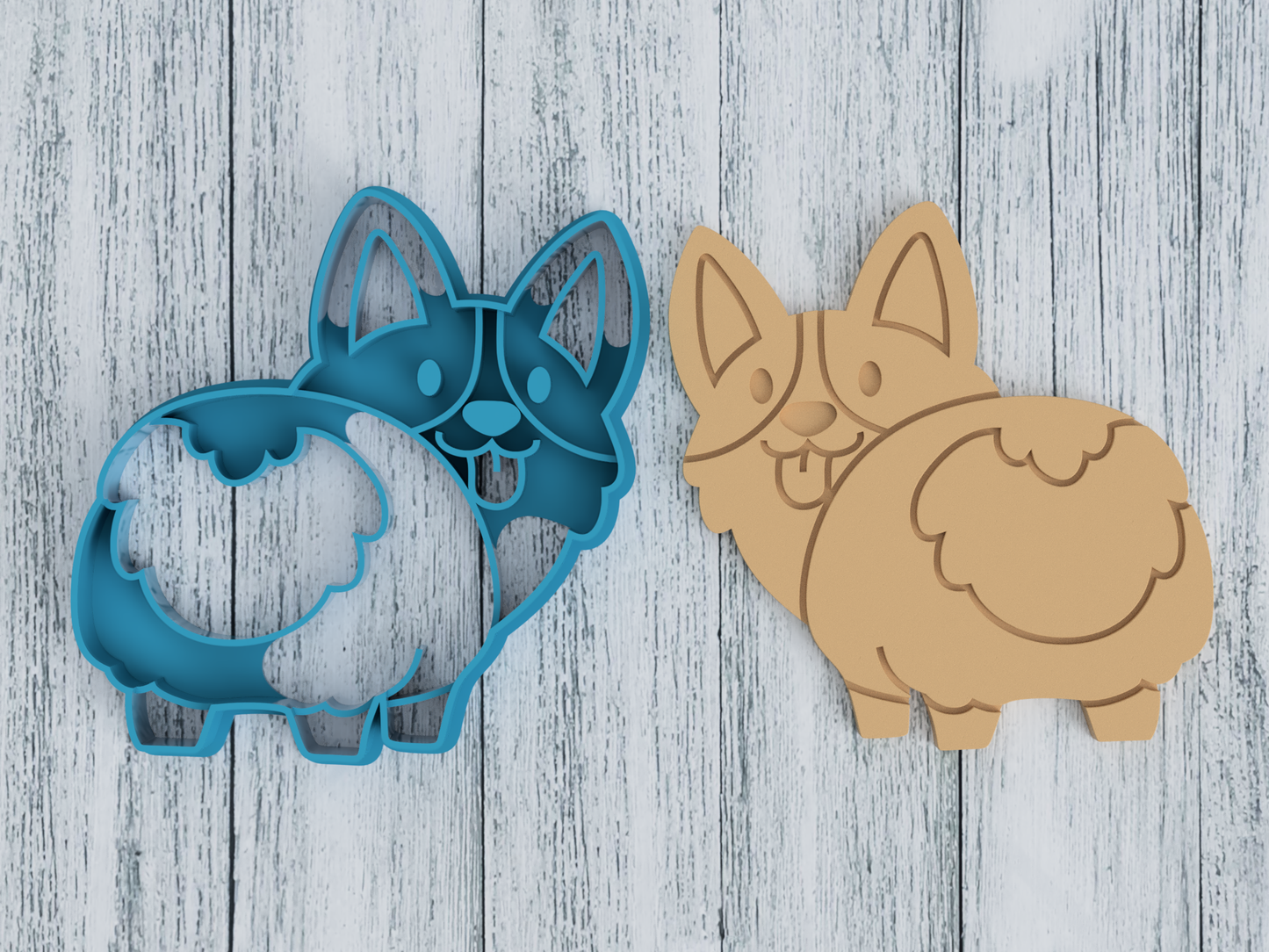 Fluffy Corgi Dog Butt - Cookie Cutter / Sugar Cookie / Fondant / Clay (0175)