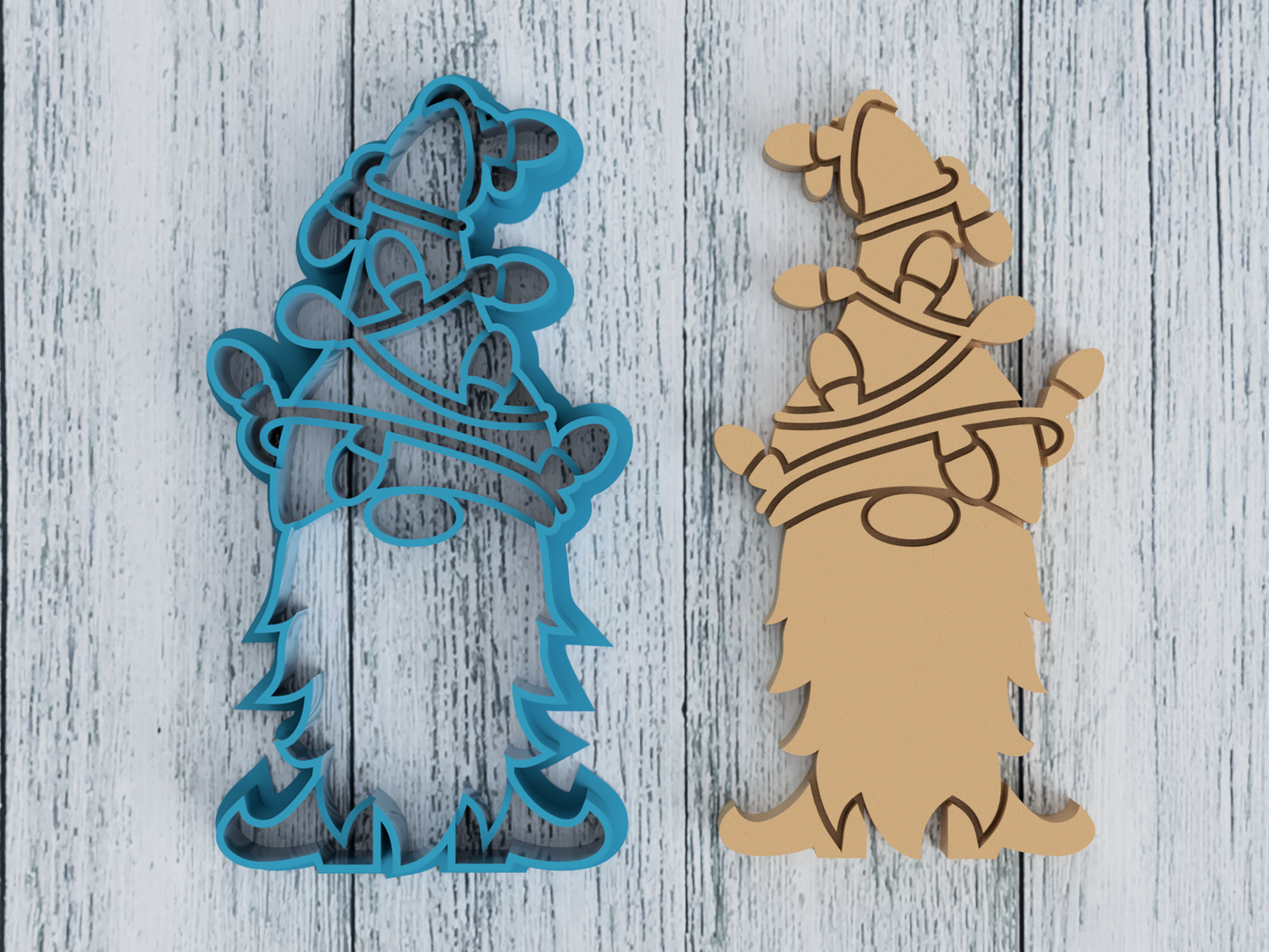 Gnome with Christmas Lights - Cookie Cutter / Sugar Cookie / Fondant / Clay (0293)