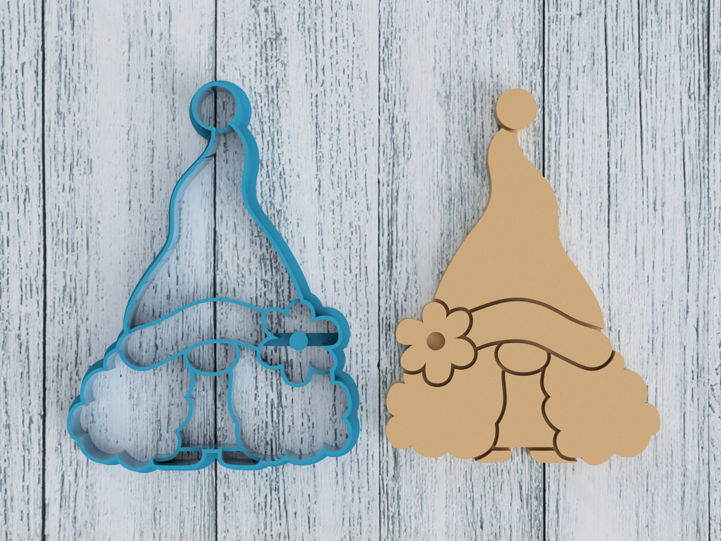 Gnome with Poofy Hair - Cookie Cutter / Sugar Cookie / Fondant / Clay (0295)