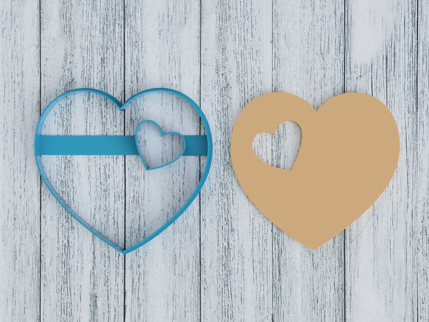 Heart within Heart - Cookie Cutter / Sugar Cookie / Fondant / Clay (1500)