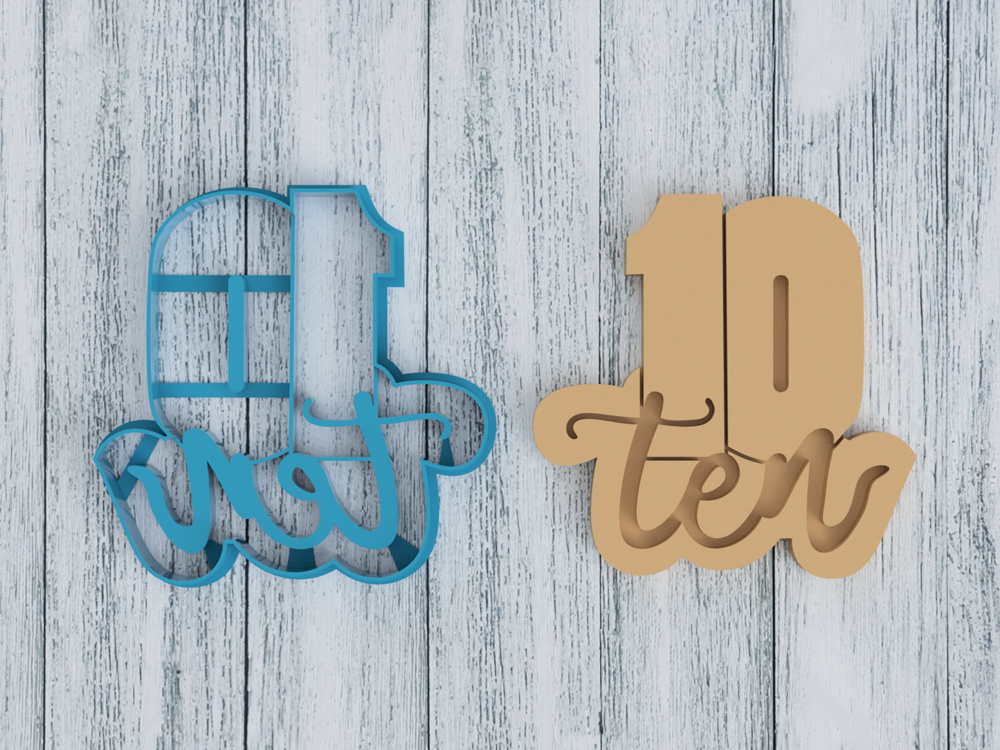 Number 10 with Cursive Ten - Cookie Cutter / Sugar Cookie / Fondant / Clay (1081)