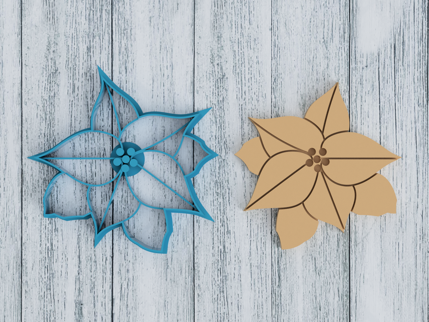 Poinsettia Flower - Cookie Cutter / Sugar Cookie / Fondant / Clay (1474)
