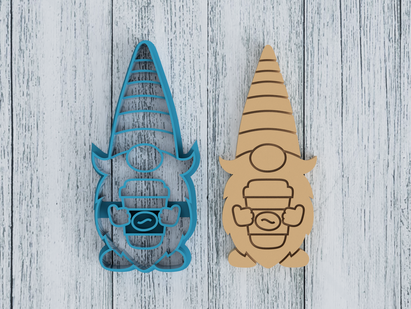 To Go Coffee Gnome - Cookie Cutter / Sugar Cookie / Fondant / Clay (0289)