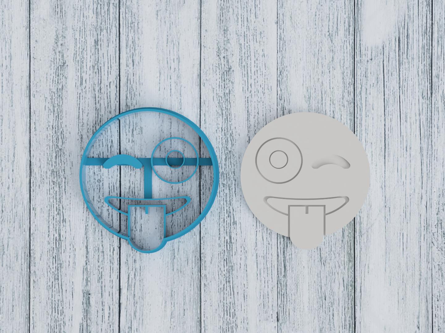 Winking Emoji Cookie Cutter / Sugar Cookie / Fondant / Clay (1329)