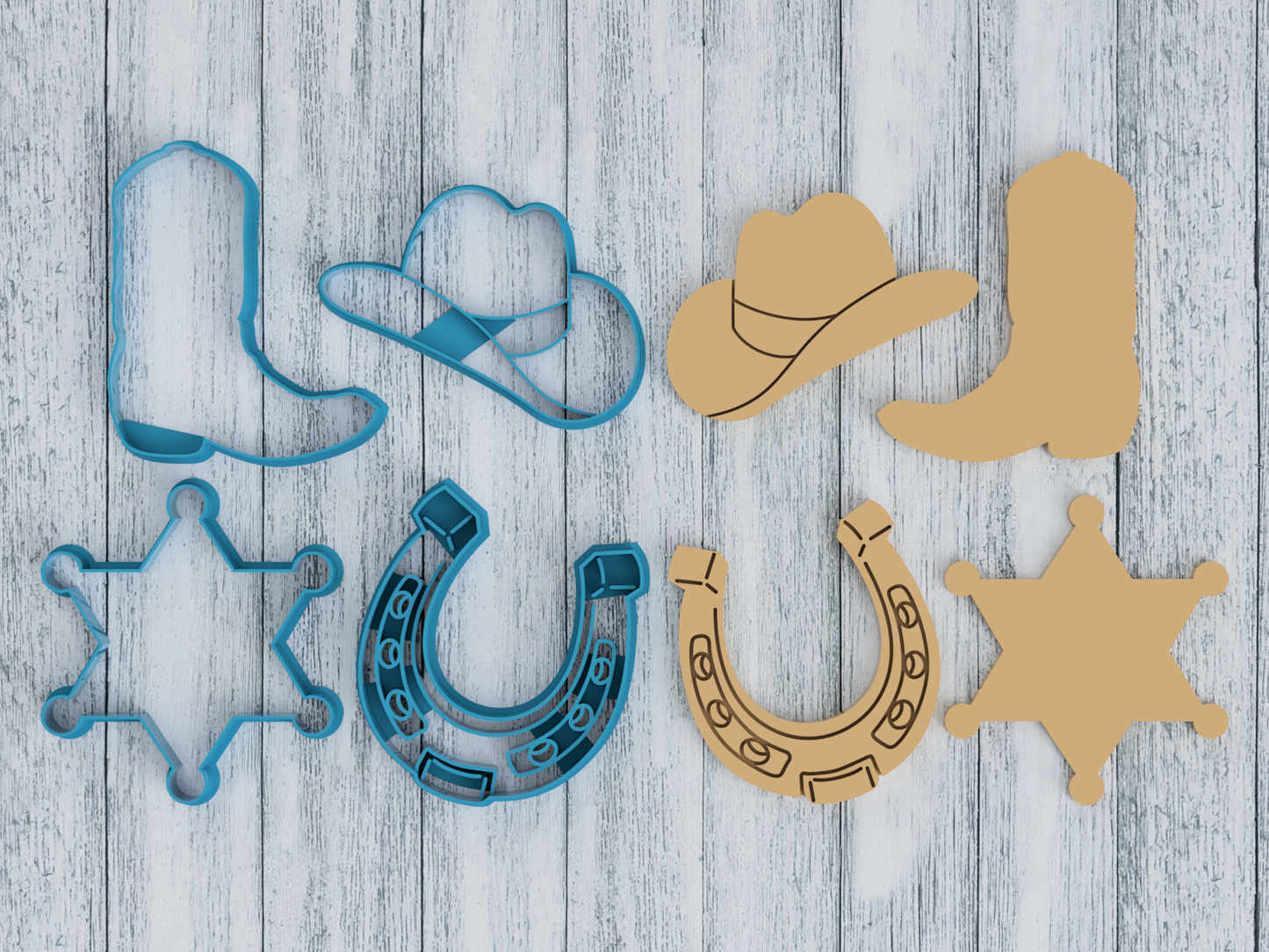 Large Cowboy Set of 4 - Cookie Cutter / Sugar Cookie / Fondant / Clay (0056 0059 1355 1356)