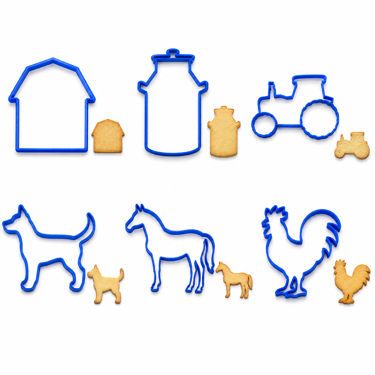 Farm Animal Set - Cookie Cutter / Sugar Cookie / Fondant / Clay (0156)