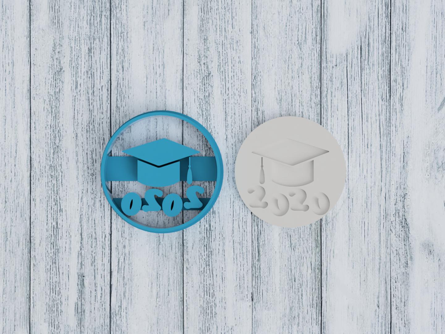 2020 Graduation Cap - Cookie Cutter / Sugar Cookie / Fondant / Clay (1205)