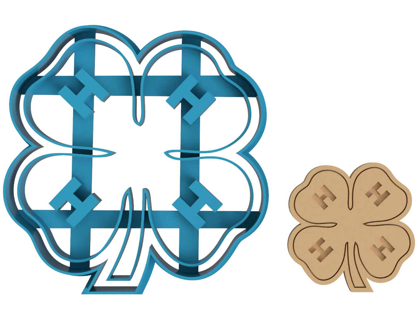 4-H Clover - Head, Heart, Hands, and Health Clover - Cookie Cutter / Sugar Cookie / Fondant / Clay (1113)