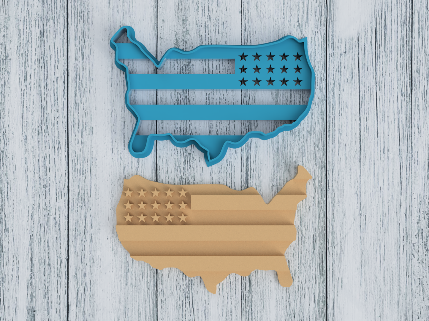 USA with Flag - Cookie Cutter / Sugar Cookie / Fondant / Clay (0091)