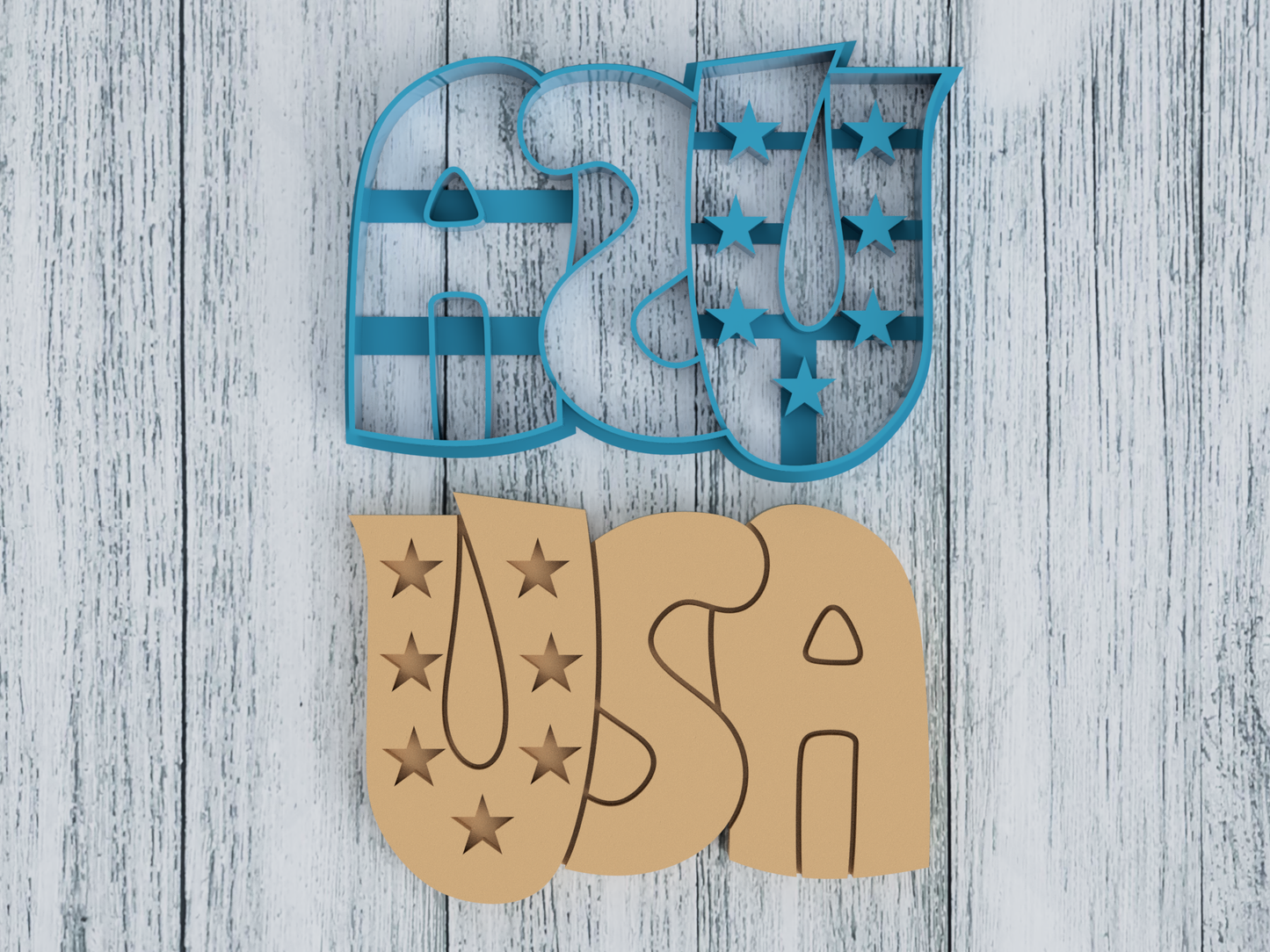 USA with Stars in U - Cookie Cutter / Sugar Cookie / Fondant / Clay (0093)
