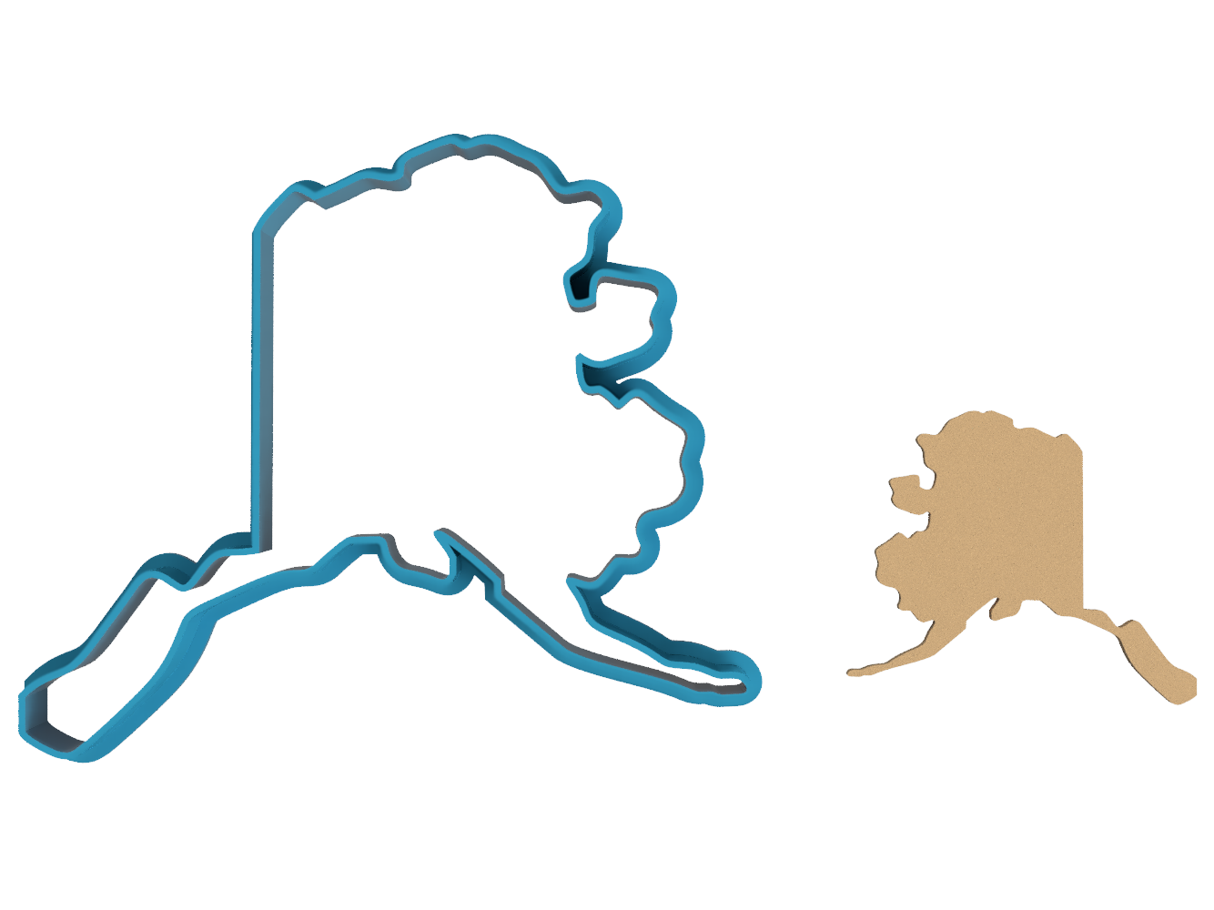 Alaska State Outline - Cookie Cutter / Sugar Cookie / Fondant / Clay (1097)