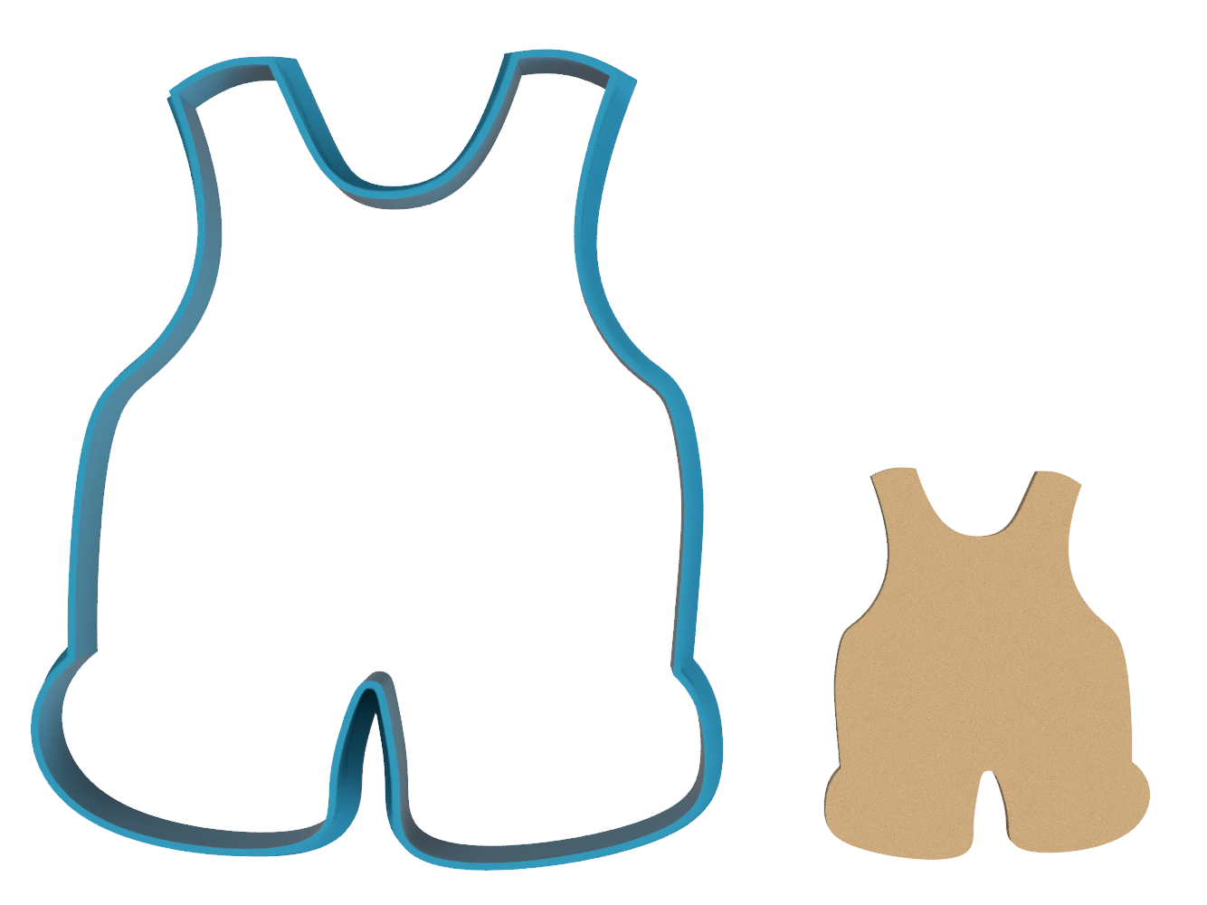 Baby Overalls Outline - Cookie Cutter / Sugar Cookie / Fondant / Clay (1490)