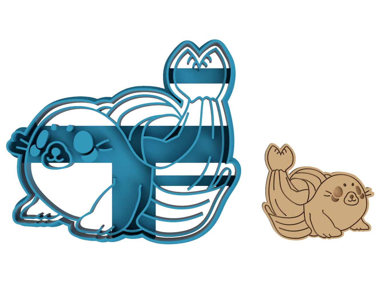 Banana Seal Angled View - Tasty Peach Studios - Cookie Cutter / Sugar Cookie / Fondant / Clay (1.3)