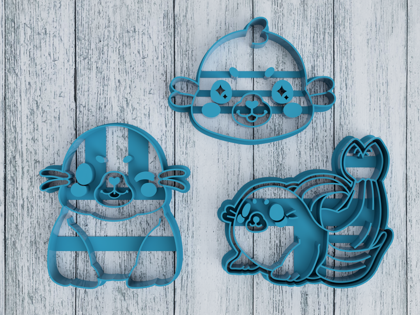Banana Seal Set - Tasty Peach Studios - Cookie Cutter / Sugar Cookie / Fondant / Clay (1.1 1.2 1.3)