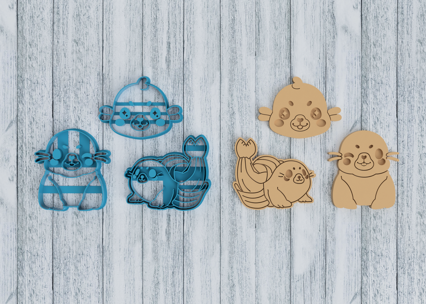 Banana Seal Set - Tasty Peach Studios - Cookie Cutter / Sugar Cookie / Fondant / Clay (1.1 1.2 1.3)