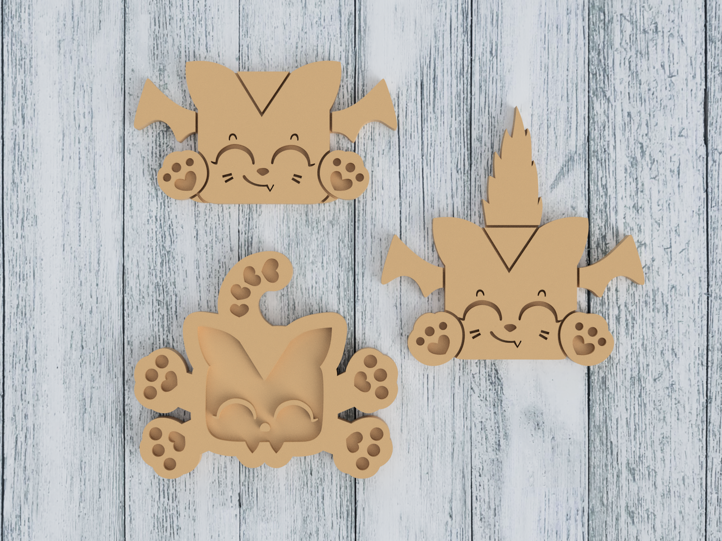 Batsy Cat Set - Squaredy Cats - Cookie Cutter / Sugar Cookie / Fondant / Clay (2.4 2.5 2.6)