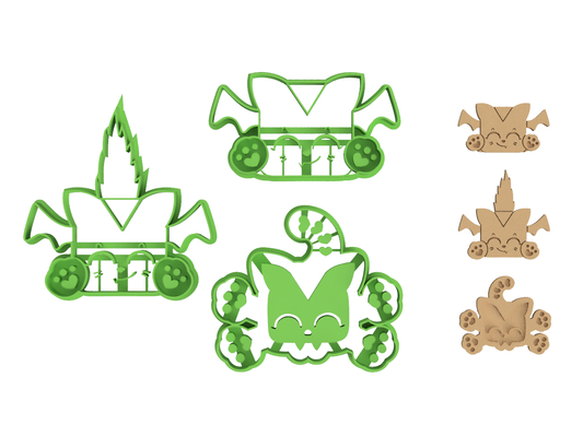 Batsy Cat Set - Squaredy Cats - Cookie Cutter / Sugar Cookie / Fondant / Clay (2.4 2.5 2.6)