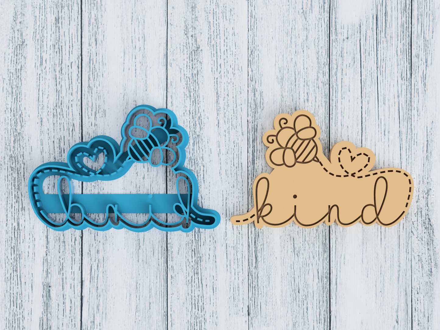 Bee Kind with Flying Bee - Cookie Cutter / Sugar Cookie / Fondant / Clay (1030)