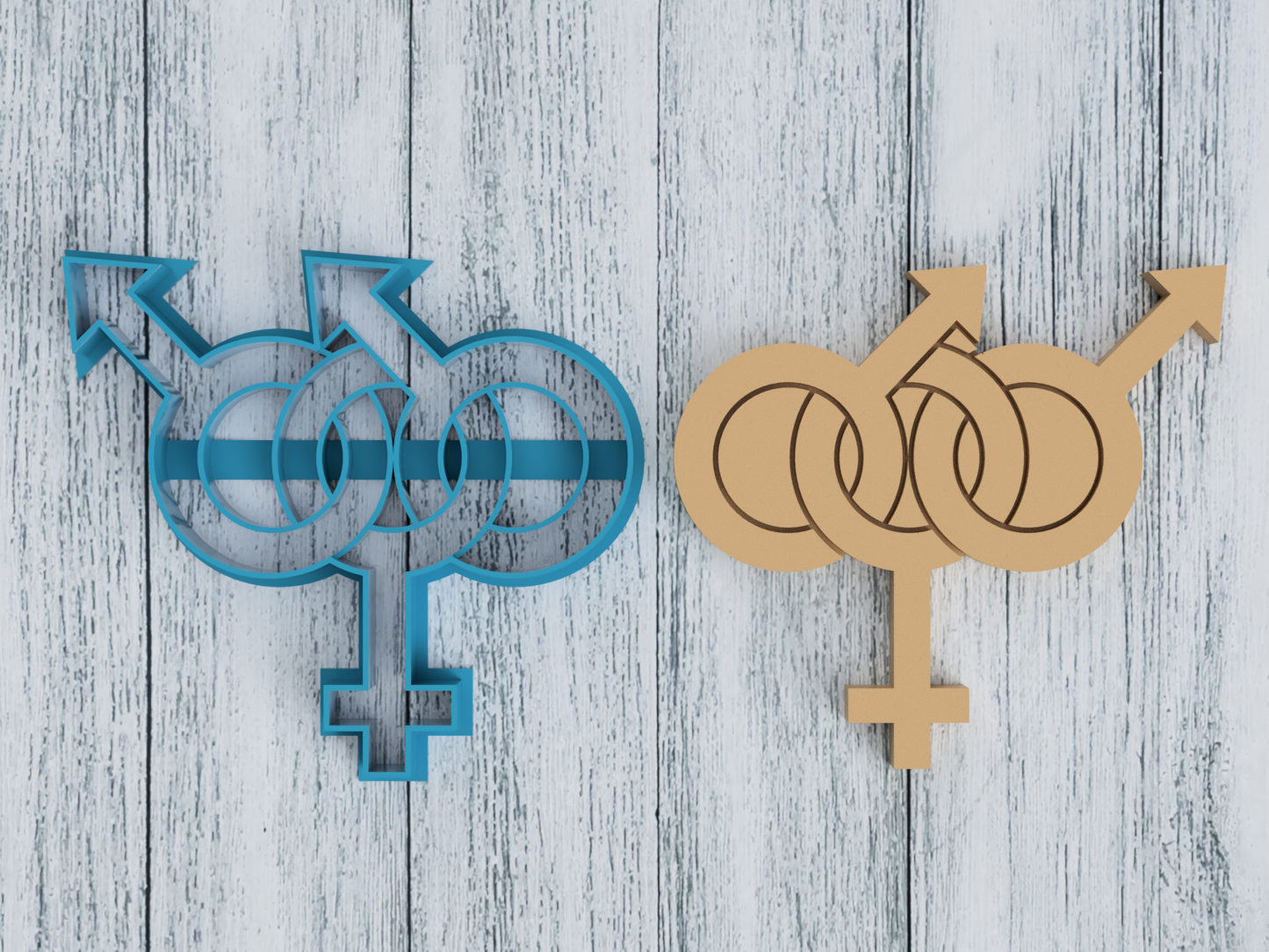 Bisexual Male Symbol - Sexuality Symbol - Cookie Cutter / Sugar Cookie / Fondant / Clay (0078)