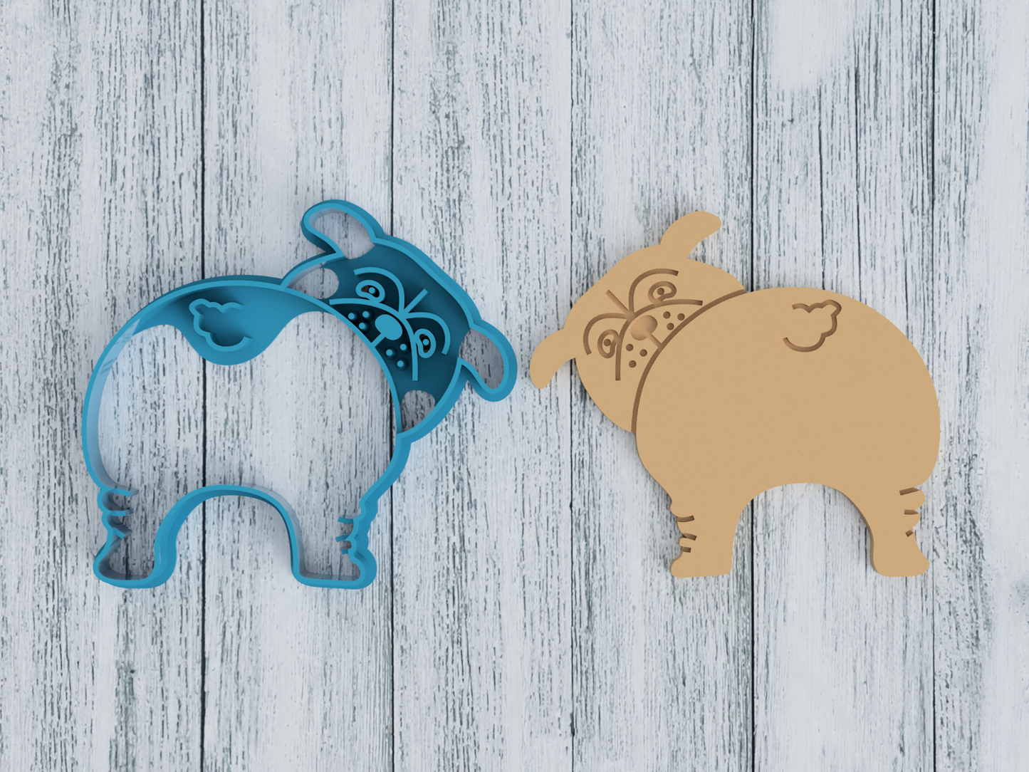 Bulldog Butt - Cookie Cutter / Sugar Cookie / Fondant / Clay (0113)
