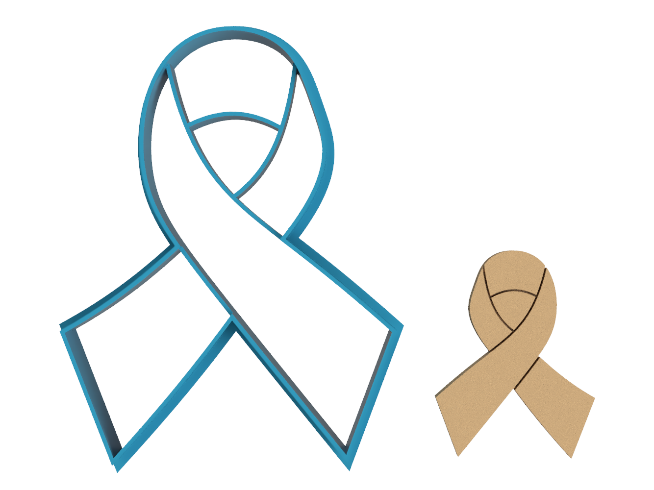 Cancer Ribbon - Cookie Cutter / Sugar Cookie / Fondant / Clay (1068)