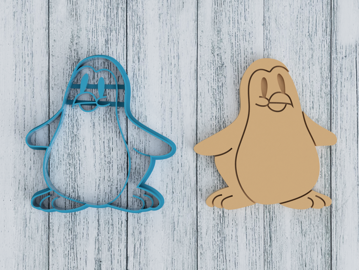 Cartoon Penguin - Cookie Cutter / Sugar Cookie / Fondant / Clay (1451)