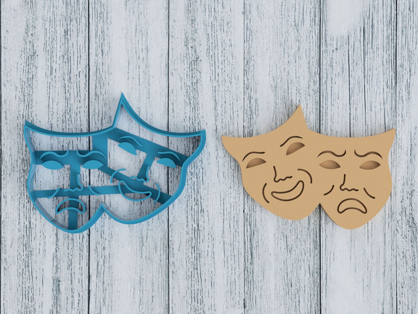 Comedy Tragedy Mask - Cookie Cutter / Sugar Cookie / Fondant / Clay (1289)