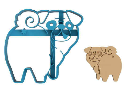 Cute Pug Butt - Cookie Cutter / Sugar Cookie / Fondant / Clay (0181)