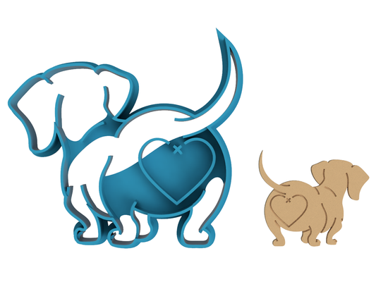 Dachshund with Heart Butt - Cookie Cutter / Sugar Cookie / Fondant / Clay (0124)
