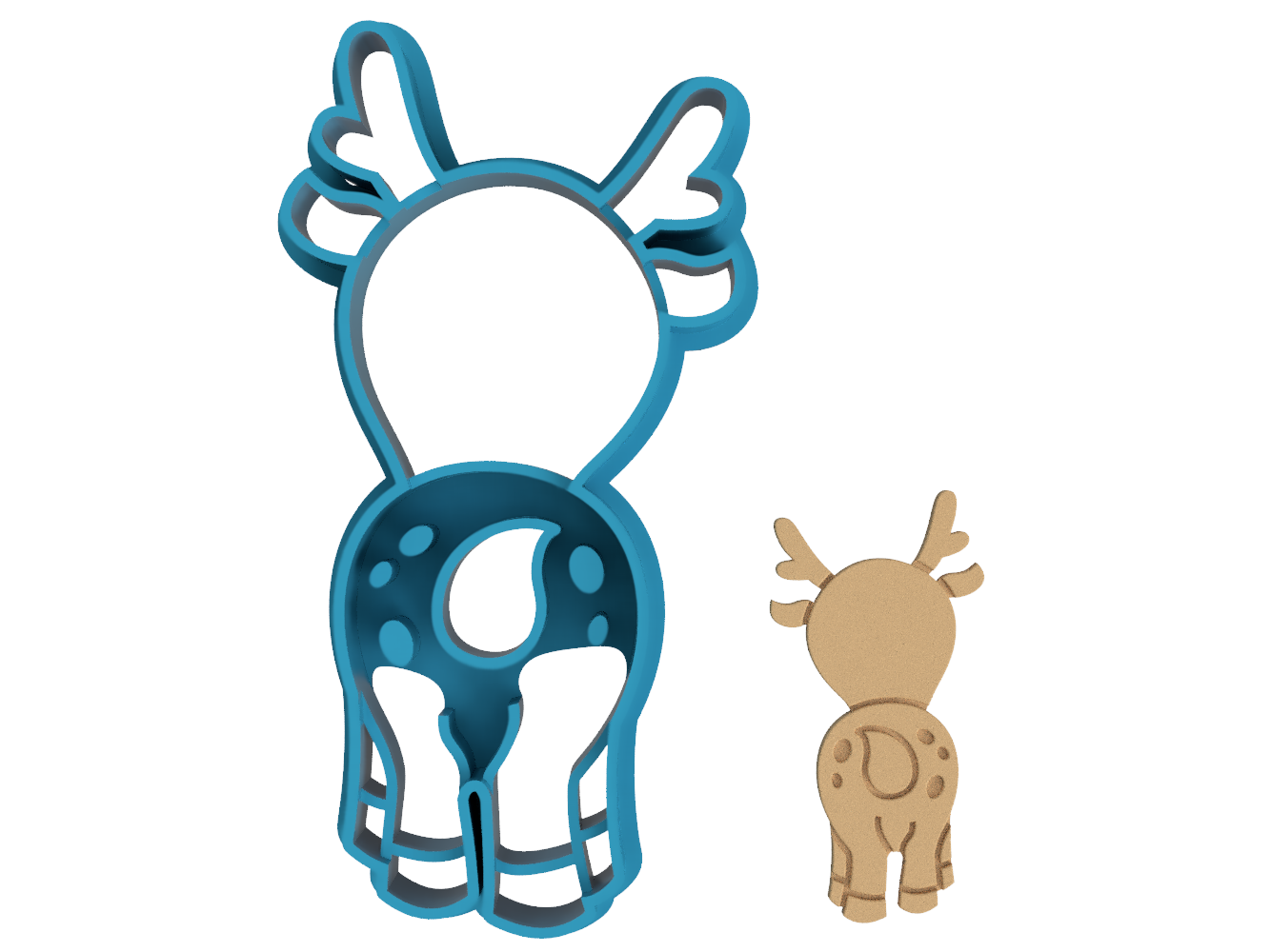 Cute Deer Butt - Christmas - Cookie Cutter / Sugar Cookie / Fondant / Clay (0134)