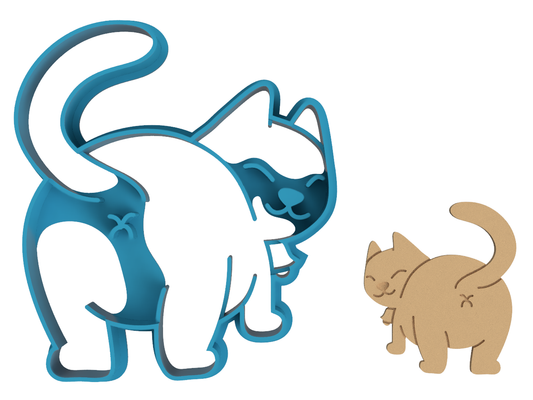 Fat Cat Butt - Cat Looking Back - Cookie Cutter / Sugar Cookie / Fondant / Clay (0016)