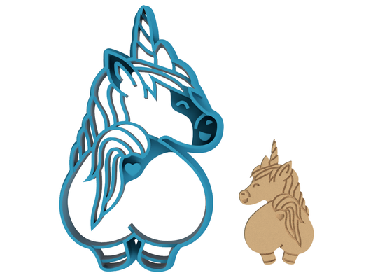 Fat Unicorn Butt - Cookie Cutter / Sugar Cookie / Fondant / Clay (0196)