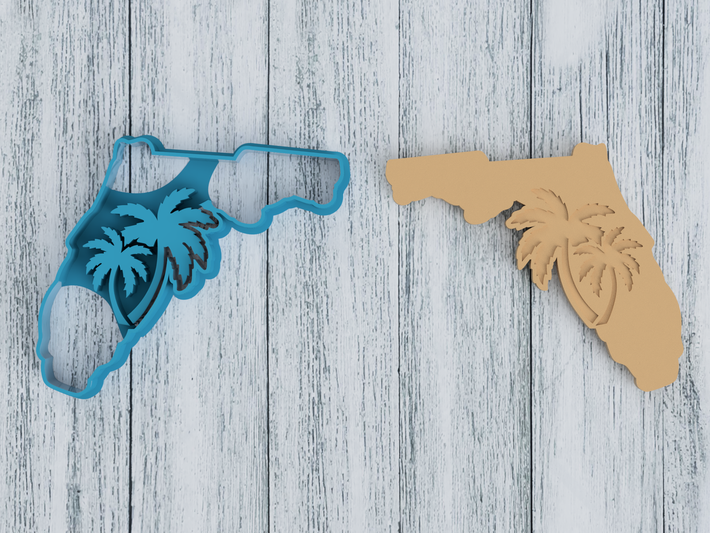 Florida with Palm Trees - Cookie Cutter / Sugar Cookie / Fondant / Clay (0039)