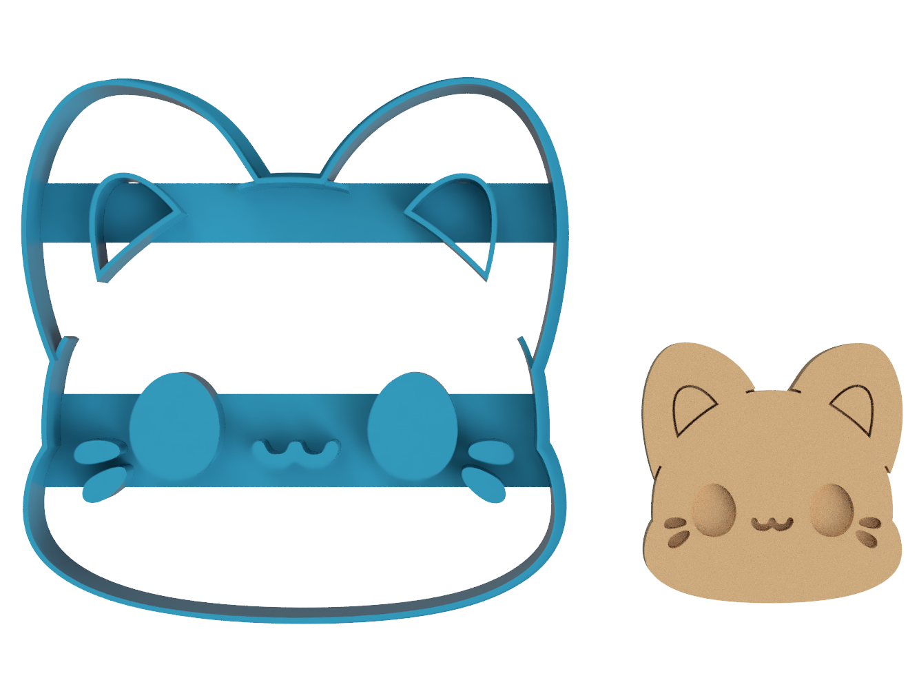 Happy Meowchi Face - Tasty Peach Studios - Cookie Cutter / Sugar Cookie / Fondant / Clay (1.4)
