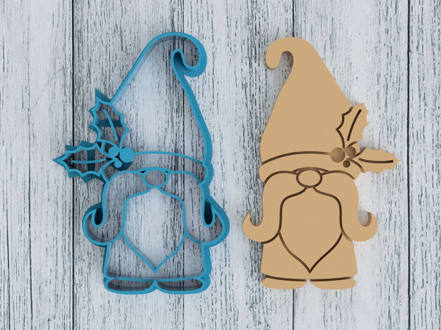 Holly Gnome - Cookie Cutter / Sugar Cookie / Fondant / Clay (0300)
