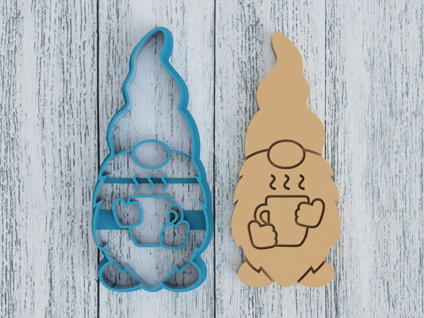 Hot Coffee Mug Gnome - Cookie Cutter / Sugar Cookie / Fondant / Clay (0290)