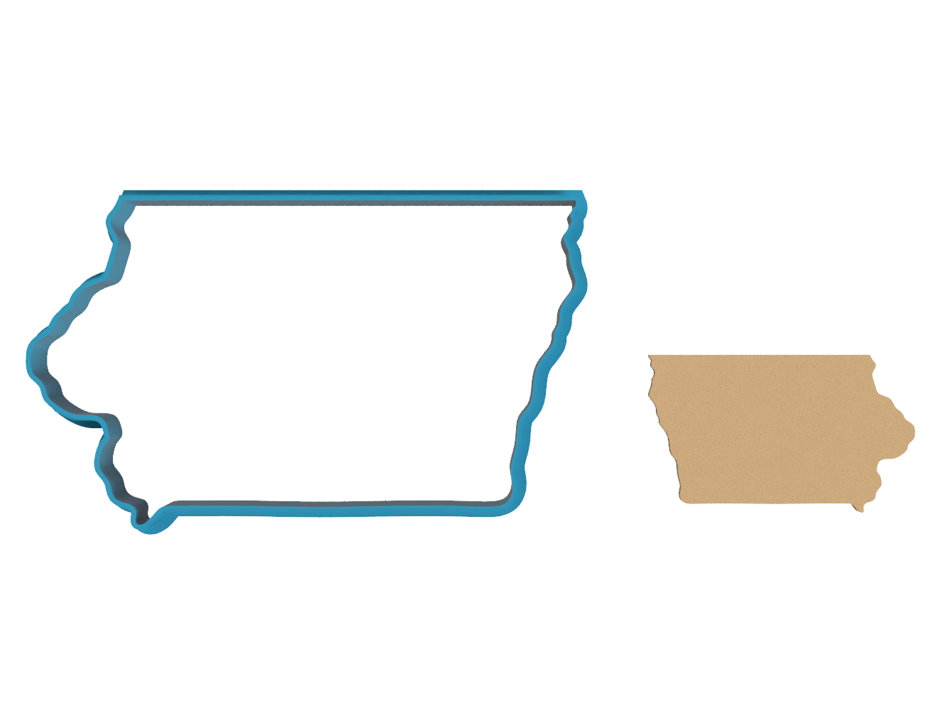 Iowa Outline - Cookie Cutter / Sugar Cookie / Fondant / Clay (1425)