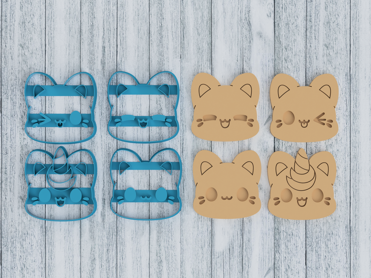 Meowchi Faces Set - Tasty Peach Studios - Cookie Cutter / Sugar Cookie / Fondant / Clay (1.4 1.5 1.6 1.7)