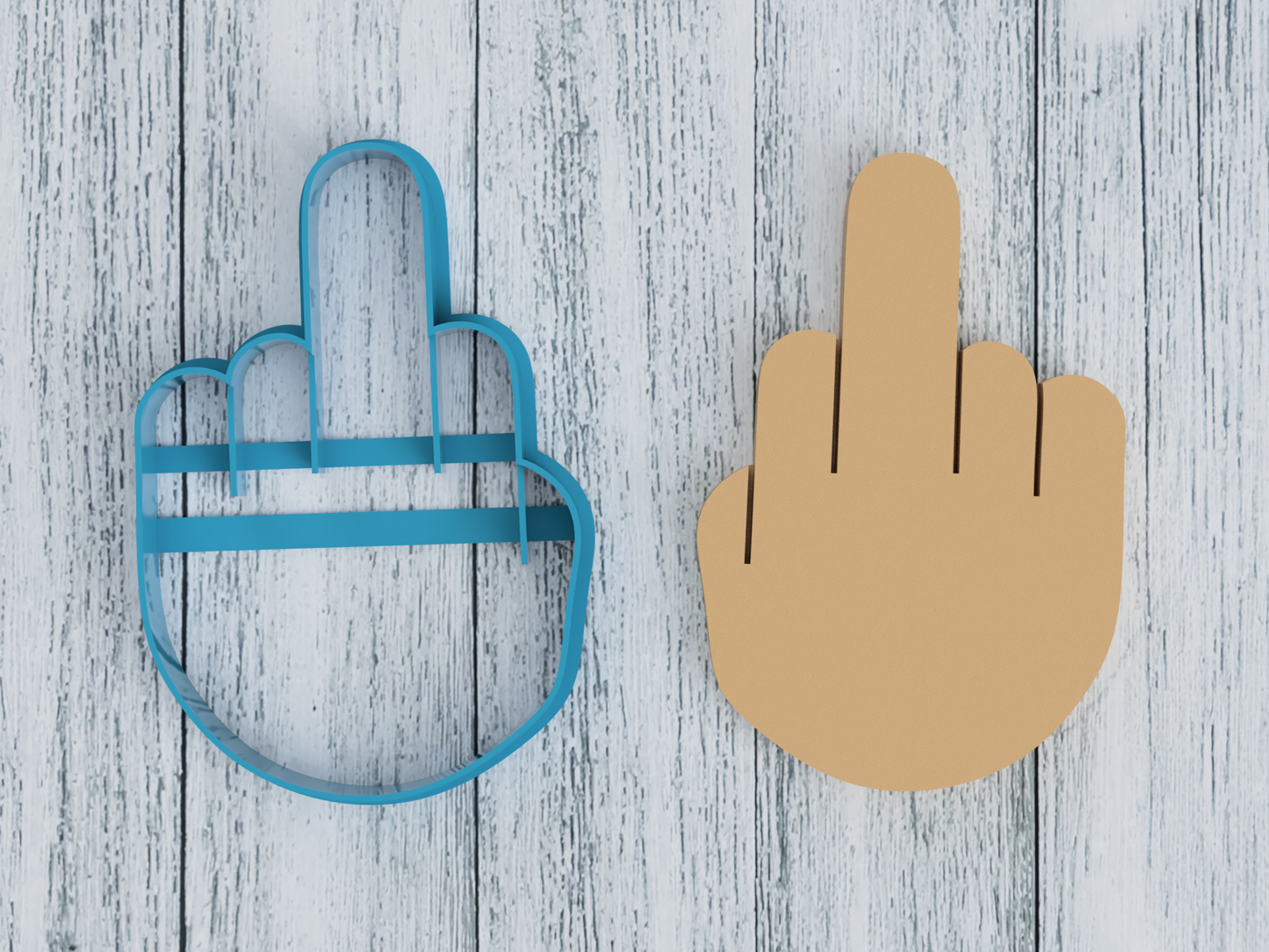 Middle Finger without Thumb - Cookie Cutter / Sugar Cookie / Fondant / Clay (1094)
