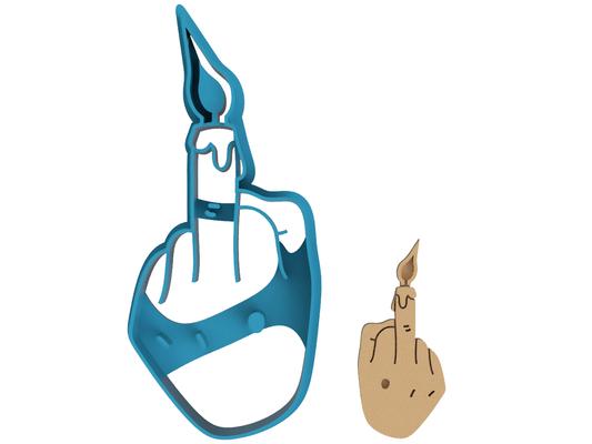Middle Finger with Flaming Candle - Cookie Cutter / Sugar Cookie / Fondant / Clay (0061)